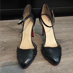 Aris Black Mary Jane Heels with Red Sole Accent